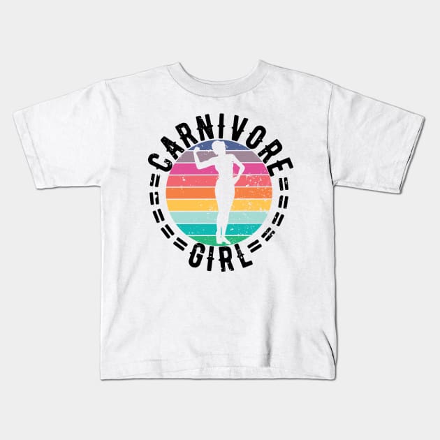 CARNIVORE GIRL MEAT EATER STEAK LOVER CUTE FIT COWGIRL WOMAN Kids T-Shirt by CarnivoreMerch